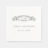 Elegante & Chic botanische kam monogram bruiloft Servet (Voorkant)