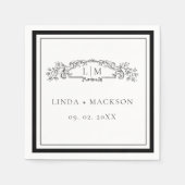 Elegante & Chic botanische kam monogram bruiloft Servet (Voorkant)