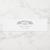 Elegante & Chic botanische kam monogram bruiloft Waterfles Etiket (Enkel label)