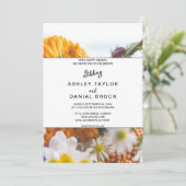 Elegante chic botanische zonnebloem bloemige Huwel Kaart (Staand voorkant)