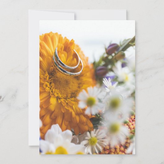 Elegante chic botanische zonnebloem bloemige Huwel Kaart (Achterkant)