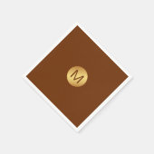 Elegante Chic Brown & Gold Monogram Initiaal Naam Servet (Hoek)