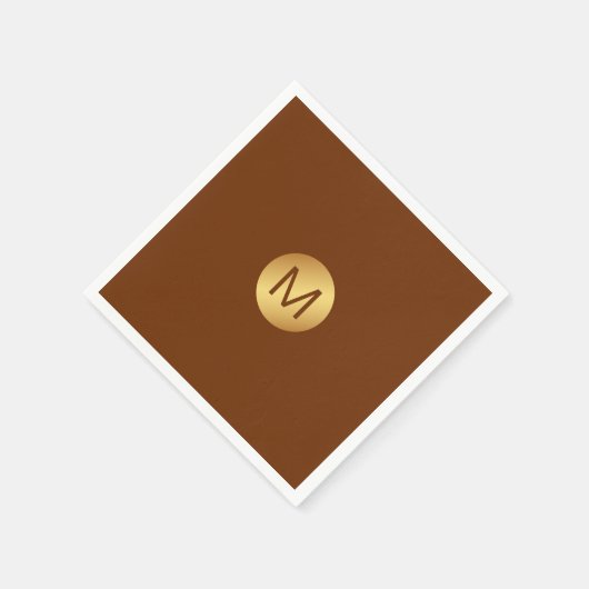 Elegante Chic Brown & Gold Monogram Initiaal Naam Servet (Hoek)