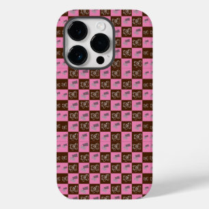 Elegante Chic Brown Plaid & Beer Case-Mate iPhone 14 Pro Hoesje