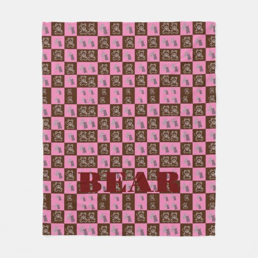 Elegante Chic Brown Plaid & Beer Fleece Deken (Voorkant)