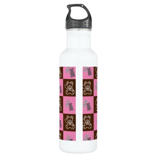 Elegante Chic Brown Plaid & Beer Waterfles (Achterkant)