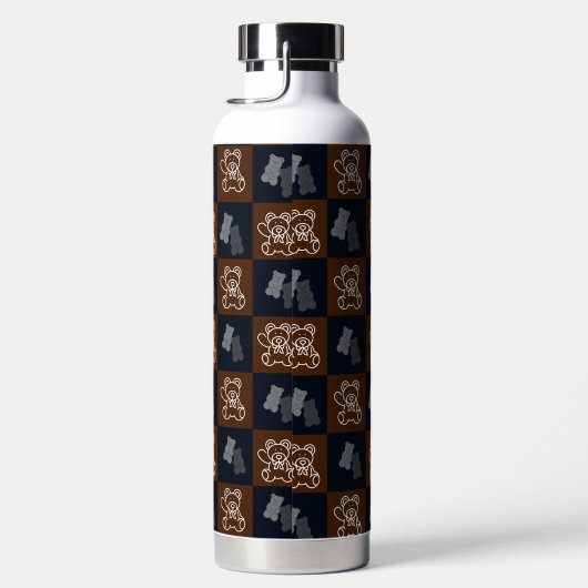 Elegante Chic Brown Plaid & Beer Waterfles (Rechts)