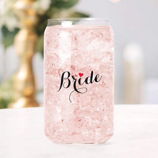 Elegante Chic Bruid Red Heart Wedding Bachelorette Blikvorm Glas