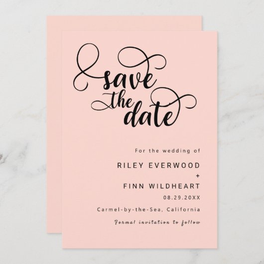 Elegante Chic bruiloft save the date Uitnodiging (Voorkant / Achterkant)