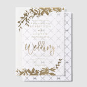 Elegante Chic Classic Faux Gold Folie Leaf Wedding Vellum Uitnodigingen (Offset (Uitnodiging))