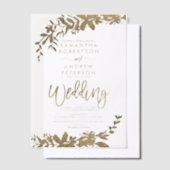 Elegante Chic Classic Faux Gold Folie Leaf Wedding Vellum Uitnodigingen (Offset)