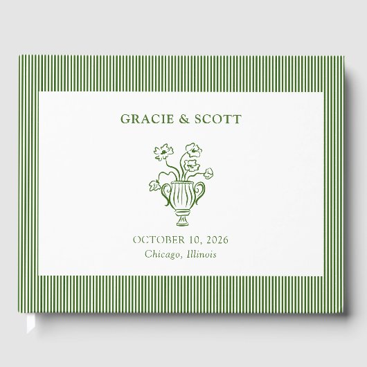Elegante Chic Classic Forest Green Garden Wedding Gastenboek (Voorkant)