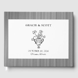 Elegante Chic Classic Zwart-wit bruiloft Gastenboek