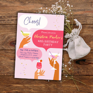 Elegante Chic Cocktail drink thema 40e verjaardag Kaart