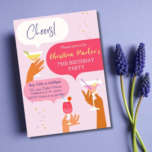 Elegante Chic Cocktail drink thema 75e verjaardag Kaart