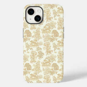 Elegante Chic Cream Beige Horse Toile iPhone 14 Hoesje