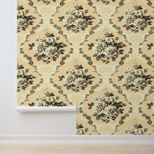 Elegante Chic Cream Beige Rozen Behang