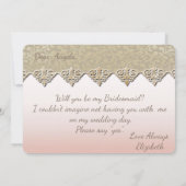 Elegante chic damast bruidsmeisje kaart (Achterkant)