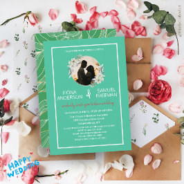 Elegante Chic Donkergroen Goud Custom Wedding Kaart