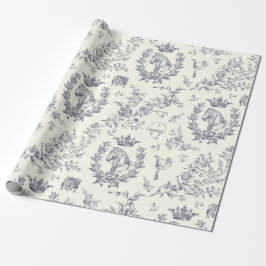 Elegante Chic Dusty Blue Equestrian Toile Cadeaupapier