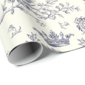 Elegante Chic Dusty Blue Equestrian Toile Cadeaupapier (Rol Hoek)