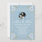 Elegante Chic Dusty Blue Gold Custom Wedding Kaart (Voorkant)
