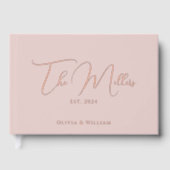 Elegante Chic Dusty Roze & Roos Gouden bruiloft Fo Gastenboek (Voorkant)