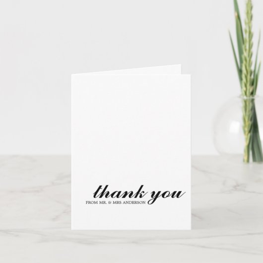 Elegante Chic Eenvoudig Script Trouwfoto Bedankt Notitiekaartje (Voorkant)