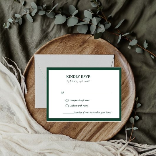 Elegante & Chic Emerald Green Green bruiloft RSVP Kaartje