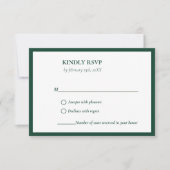Elegante & Chic Emerald Green Green bruiloft RSVP Kaartje (Voorkant)