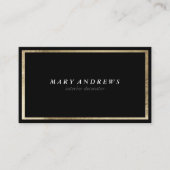 Elegante chic faux folie gouden effen zwart luxe visitekaartje (Voorkant)