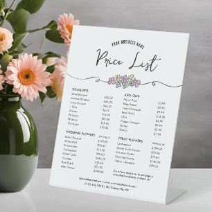 Elegante Chic Floral Design prijslijst menu Reclamebord Met Voetstuk