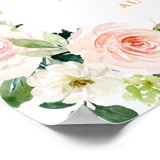 Elegante Chic Floral Welkom op onze bruiloft teken Poster (Hoek)