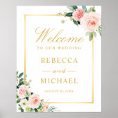 Elegante Chic Floral Welkom op onze bruiloft teken Poster (Voorkant)