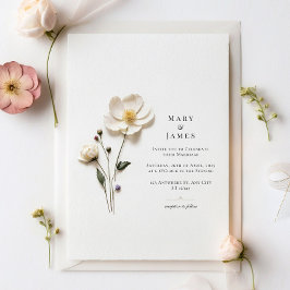 Elegante Chic Flower Minimalistische bruiloft Kaart