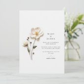 Elegante Chic Flower Minimalistische bruiloft Kaart (Staand voorkant)