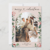 Elegante Chic Foto Kerstmis Kaart met Bericht (Voorkant)