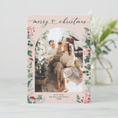 Elegante Chic Foto Kerstmis Kaart met Bericht (Staand voorkant)