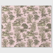 Elegante Chic Girly Beige Roze Paard Toile Cadeaupapier (Vlak)