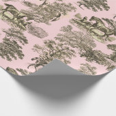 Elegante Chic Girly Beige Roze Paard Toile Cadeaupapier (Hoek)