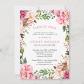 Elegante Chic Girly Bloemen Afstudeerfeest Kaart (Voorkant)