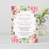 Elegante Chic Girly Bloemen Afstudeerfeest Kaart (Staand voorkant)