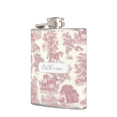 Elegante Chic Girly Pink Horses Toile Naam Heupfles (Links)