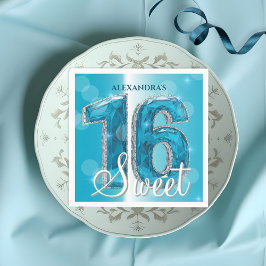Elegante Chic Glam Blue Saffier Edelsteen Sweet 16 Servet
