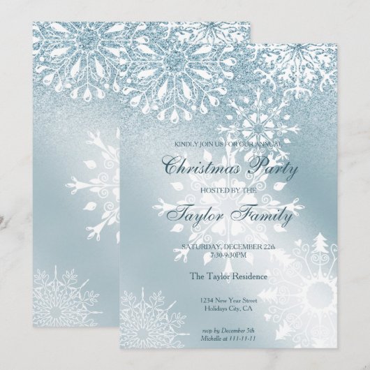 Elegante Chic Glitter Corporate Christmas Party Kaart (Voorkant / Achterkant)