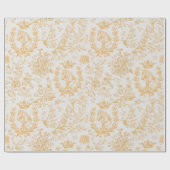 Elegante Chic Gold Beige Equestrian Floral Toile Cadeaupapier (Vlak)