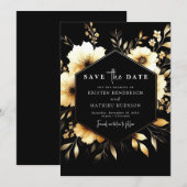 Elegante Chic Gold en Black Wedding Save The Date (Voorkant / Achterkant)