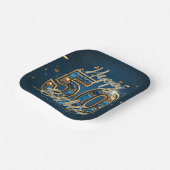 Elegante Chic Gold en Blauwe Edelsteen 50e verjaar Papieren Bordje (Gebogen)