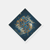 Elegante Chic Gold en Blauwe Edelsteen 50e verjaar Servet (Hoek)
