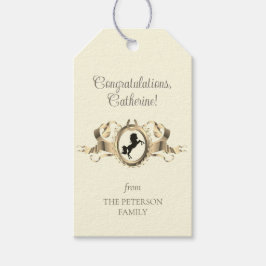 Elegante Chic Gold Equestrian Ribbon Crest Naam Cadeaulabel